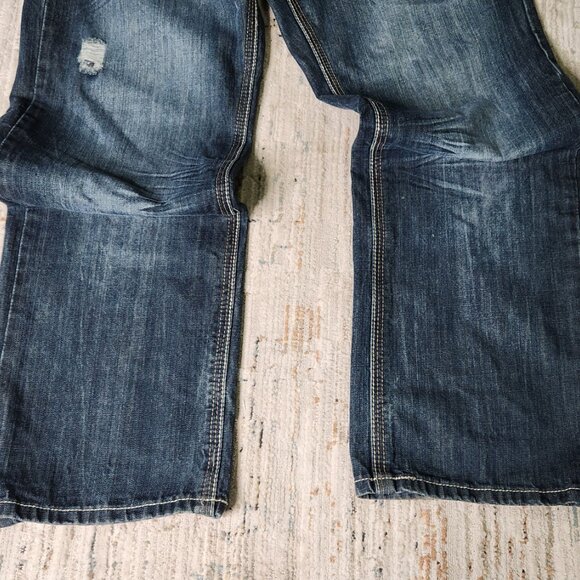 Basic Code Blue Denim Jeans, Distressed, Size 36W 32L - Picture 3 of 7
